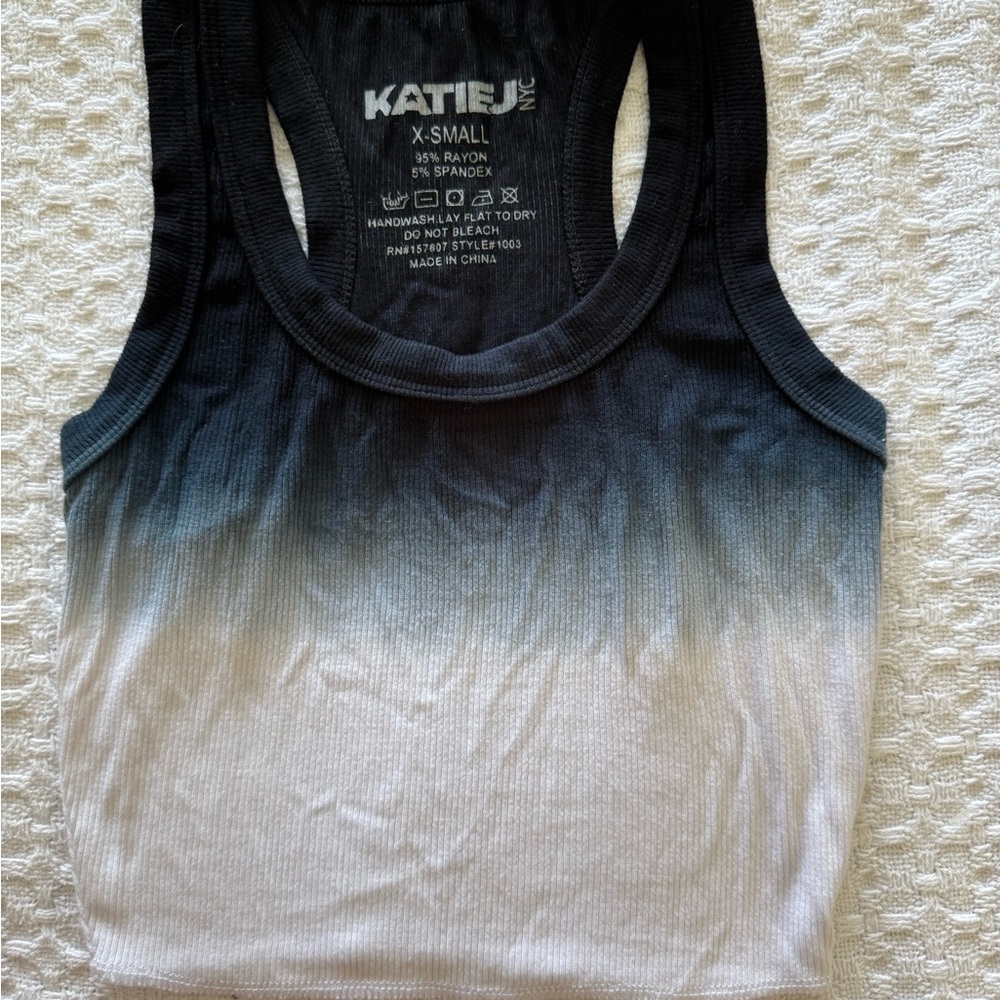 Katie J NYC Black and Gray Ombre Tank Top